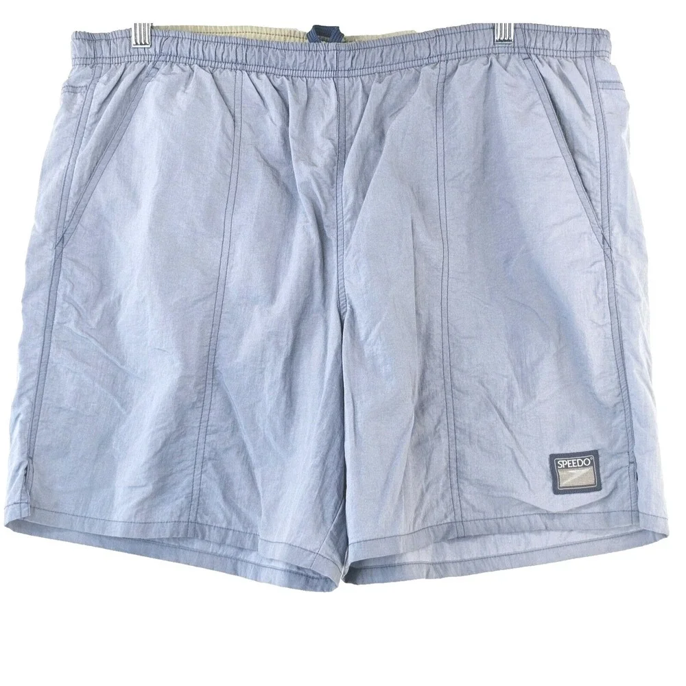 Speedo Swim Trunks Mens XL‎ Light Blue Athletic Beachwear Quick Dry Logo Shorts
